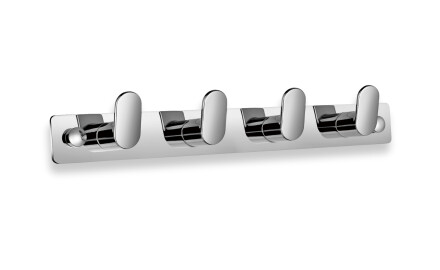 Towel rail – 4 towel hooks (bean-shaped) / chrome
