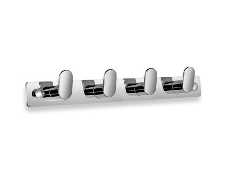 Towel rail – 4 towel hooks (bean-shaped) / chrome