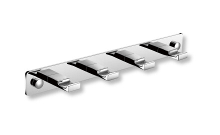 Towel rail – 4 flat towel hooks / chrome