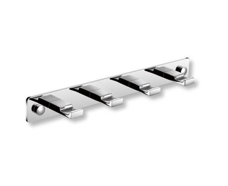 Towel rail – 4 flat towel hooks / chrome