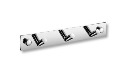 Towel rail – 3 angled towel hooks / chrome