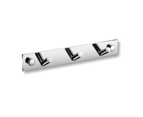 Towel rail – 3 angled towel hooks / chrome