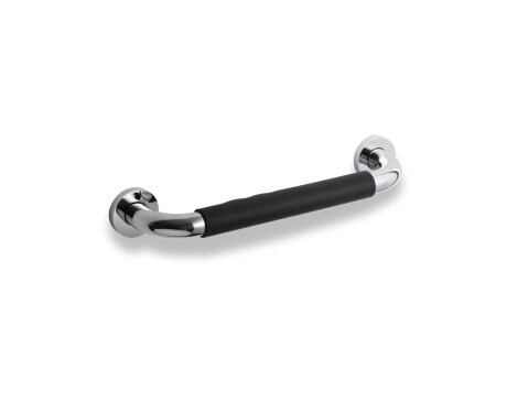 Bathroom grab rail, Ø25, straight, 30 / non-slip black cap / chrome