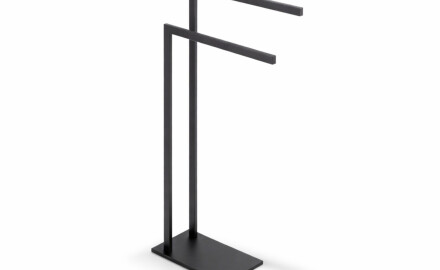 Towel rack for 2 towels / rectangular profile and base / matt black