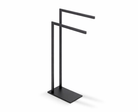 Towel rack for 2 towels / rectangular profile and base / matt black