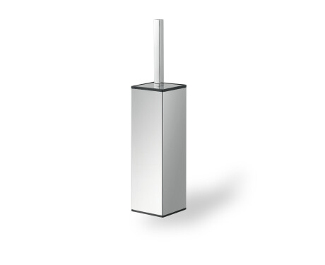Wall-mounted toilet brush / square / polished steel
