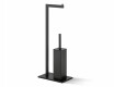 Toilet paper and toilet brush holder / rectangular profile and base / matt black