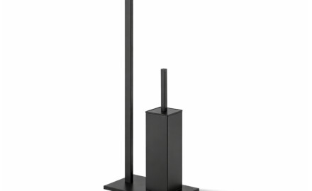 Toilet paper and toilet brush holder / rectangular profile and base / matt black