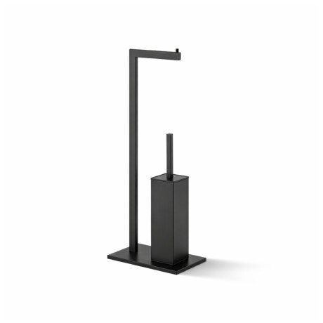 Toilet paper and toilet brush holder / rectangular profile and base / matt black #1
