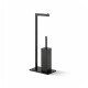 Toilet paper and toilet brush holder / rectangular profile and base / matt black #1