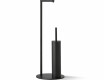 Toilet paper and toilet brush holder / round profile and base / matt black