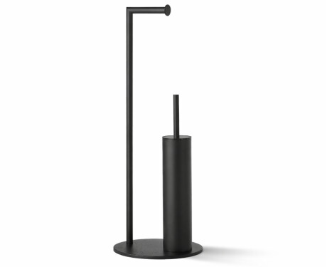 Toilet paper and toilet brush holder / round profile and base / matt black