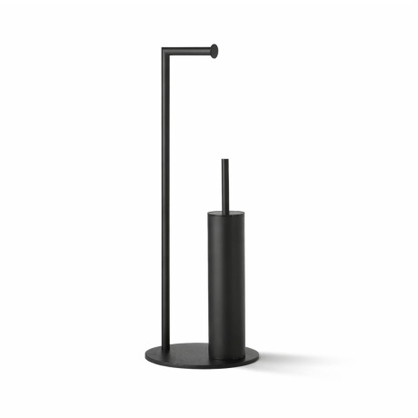 Toilet paper and toilet brush holder / round profile and base / matt black #1