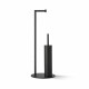 Toilet paper and toilet brush holder / round profile and base / matt black #1