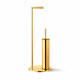 Toilet paper and toilet brush holder / round profile and base / glossy gold #1