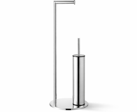 Toilet paper and toilet brush holder / round profile and base / polished steel