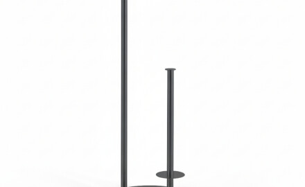 Toilet roll holder + spare rolls / round profile and base / matt black