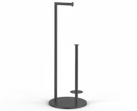 Toilet roll holder + spare rolls / round profile and base / matt black