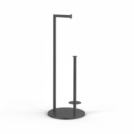 Toilet roll holder + spare rolls / round profile and base / matt black #1