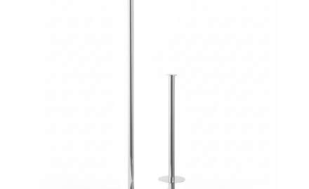 Toilet roll holder + spare rolls / round profile and base / polished steel