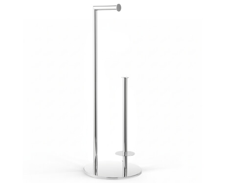 Toilet roll holder + spare rolls / round profile and base / polished steel