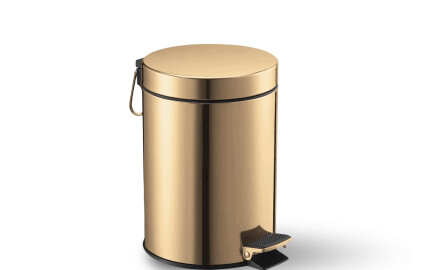 STANDARD round pedal bin, 3 L, soft-close / glossy gold
