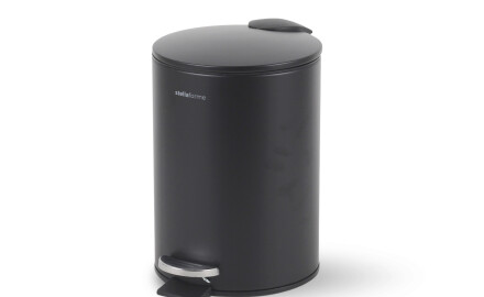 BUDGET round 3 L pedal bin, soft-close / matt black steel