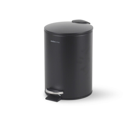 BUDGET round 3 L pedal bin, soft-close / matt black steel
