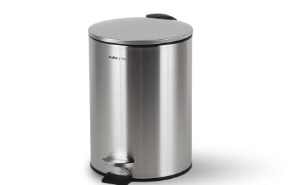 BUDGET round 3 L pedal bin, soft-close / satin-finish stainless steel