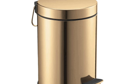 STANDARD round 5 L pedal bin, soft-close / glossy gold