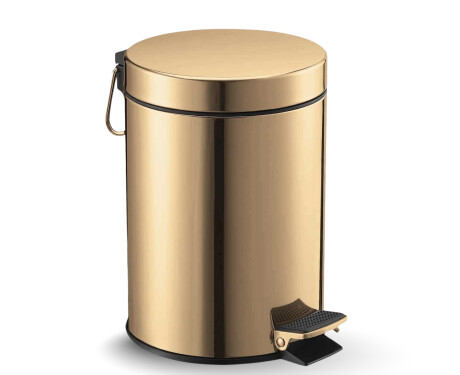STANDARD round 5 L pedal bin, soft-close / glossy gold