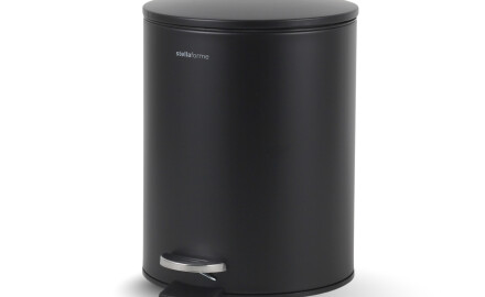 BUDGET round 5 L pedal bin, soft-close / matt black steel