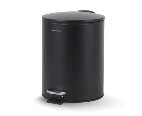 BUDGET round 5 L pedal bin, soft-close / matt black steel