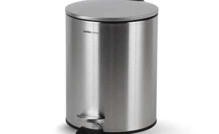 BUDGET round 5-litre pedal bin, soft-close / satin-finish stainless steel