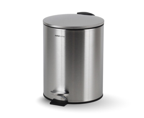 BUDGET round 5-litre pedal bin, soft-close / satin-finish stainless steel