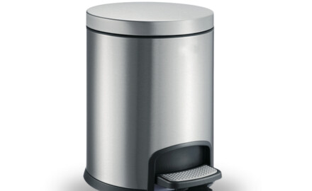 PREMIUM round 5 L pedal bin, soft-close / satin stainless steel
