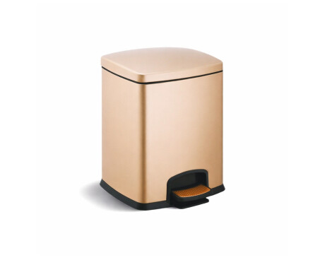 PREMIUM rectangular pedal bin, 5 L, soft-close / champagne