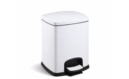 PREMIUM rectangular pedal bin, 5 L, soft-close / white