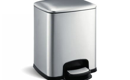 PREMIUM rectangular pedal bin, 8 L, soft-close / satin-finish stainless steel