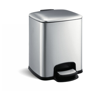 PREMIUM rectangular pedal bin, 8 L, soft-close / satin-finish stainless steel