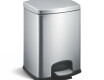 PREMIUM rectangular pedal bin, 12 L, soft-close / satin-finish stainless steel