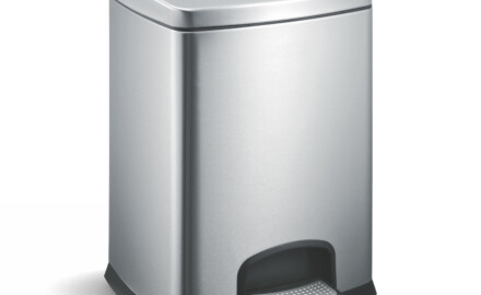 PREMIUM rectangular pedal bin, 12 L, soft-close / satin-finish stainless steel