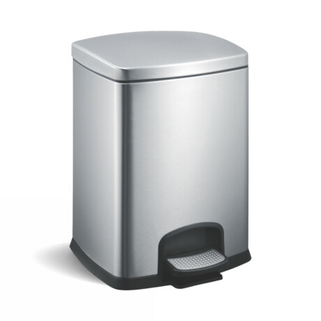 PREMIUM rectangular pedal bin, 12 L, soft-close / satin-finish stainless steel #1