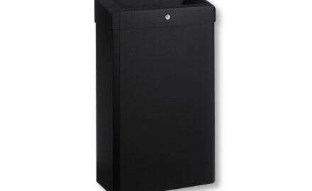 30-litre waste bin with open lid, R1 series / matt black stainless steel