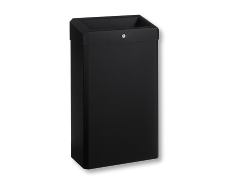 30-litre waste bin with open lid, R1 series / matt black stainless steel