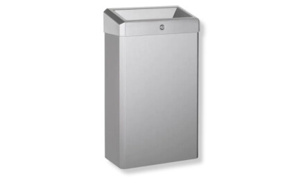 30-litre waste bin with open lid, R1 series / brushed stainless steel