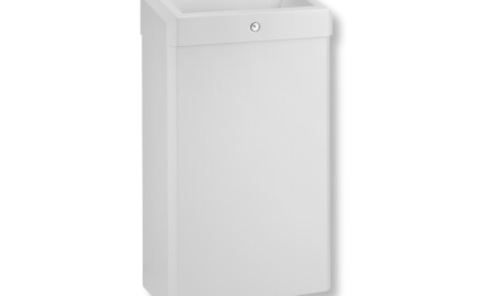30-litre waste bin with open lid, R1 series / matt white stainless steel