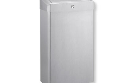 30-litre waste bin with hinged lid, R1 series / brushed stainless steel