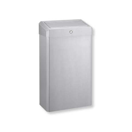 30-litre waste bin with hinged lid, R1 series / brushed stainless steel #1