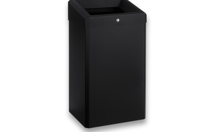 49-litre waste bin with open lid, R1 series / matt black stainless steel
